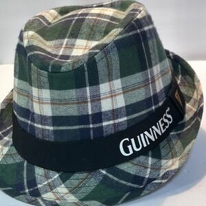 Official Guinness Green Plaid Short Brim Fedora Hat Unisex OSFM Unisex Trilby